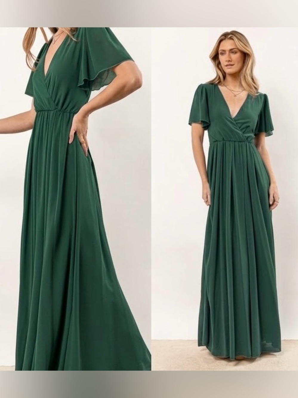 bohme Deep Green Josie Maxi Dress- MEDIUM